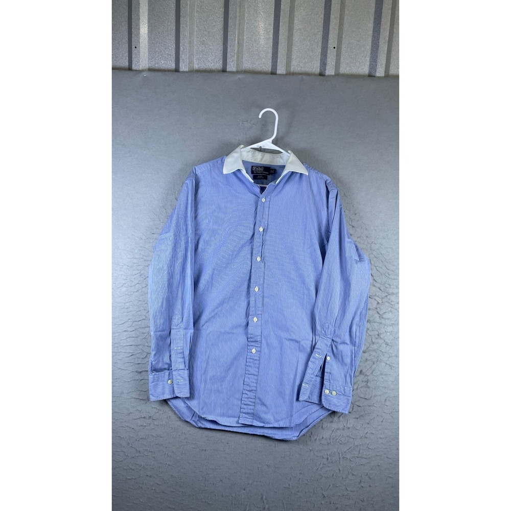 Polo Ralph Lauren Dress Shirt Mens 15.5 32/33 Blue Excellent Striped Regent Fit